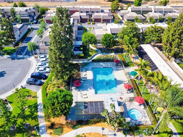 531 Juniper Way, La Habra, CA 90631 - aerial view of residential area featuring a pool