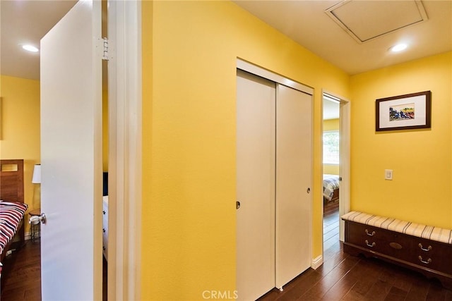 531 Juniper Way, La Habra, CA 90631 - corridor featuring dark wood-style flooring and recessed lighting