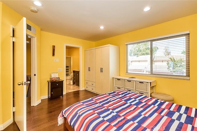 531 Juniper Way, La Habra, CA 90631 - bedroom with dark wood-style floors, recessed lighting, ensuite bathroom, and a closet