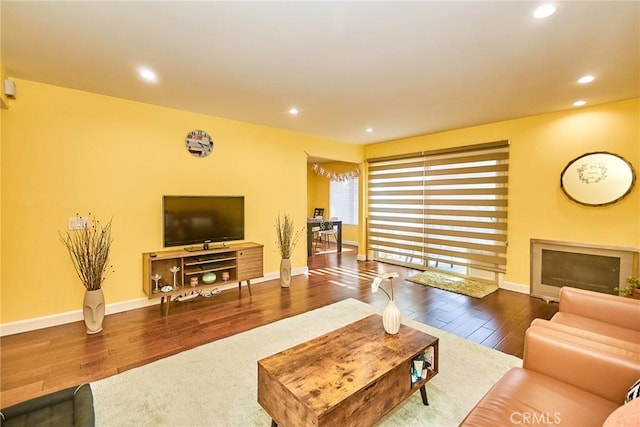 531 Juniper Way, La Habra, CA 90631 - living area with wood finished floors, recessed lighting, and a fireplace