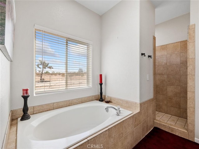 11823 Wintergreen Rd, Pinon Hills, CA 92372 - full bathroom featuring a garden tub and tiled shower