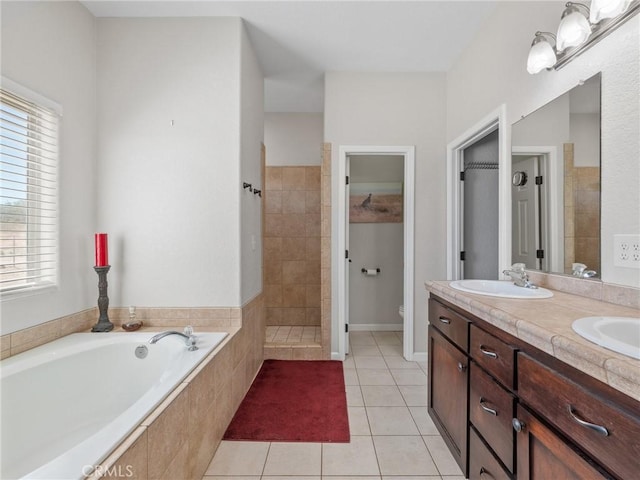 11823 Wintergreen Rd, Pinon Hills, CA 92372 - full bath with a bath, tile patterned flooring, plenty of natural light, and double vanity