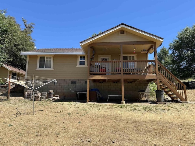 17412 Harrison Park Rd, Julian, CA 92036 - rear view of property featuring stairway