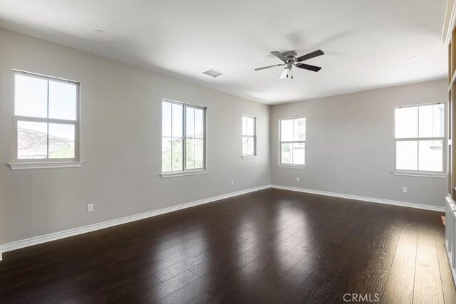 35676 Small Pine Ct, Winchester, CA 92596 - empty room with ceiling fan and dark wood-style flooring