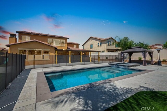 35676 Small Pine Ct, Winchester, CA 92596 - view of pool featuring a gazebo, a patio, and a pool with connected hot tub