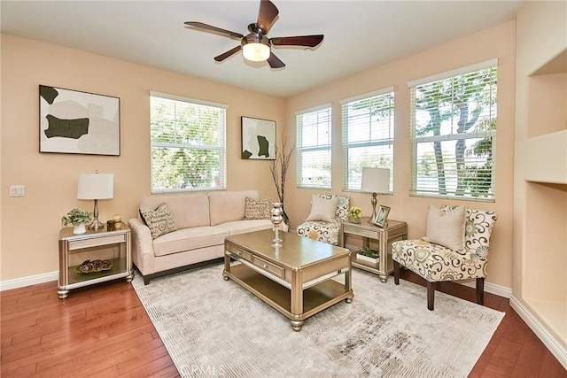 1180 Cornwell Dr, Fullerton, CA 92833 - living room with a ceiling fan and wood finished floors