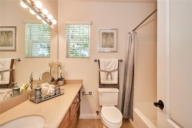 1180 Cornwell Dr, Fullerton, CA 92833 - bathroom with double vanity, shower / bath combo, and tile patterned flooring