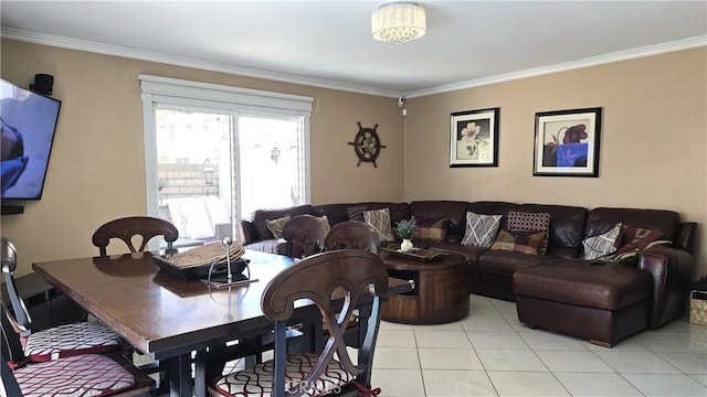 8467 Penfield Ave, Winnetka, CA 91306 - living room with light tile patterned flooring and crown molding