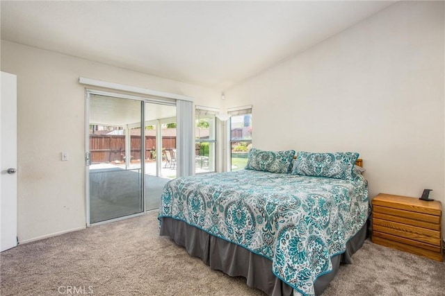 7471 Windrose Dr, Highland, CA 92346 - carpeted bedroom with access to outside and vaulted ceiling