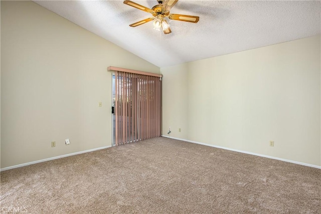 769 Amber Sky St, Banning, CA 92220 - empty room with carpet flooring, a textured ceiling, ceiling fan, and lofted ceiling