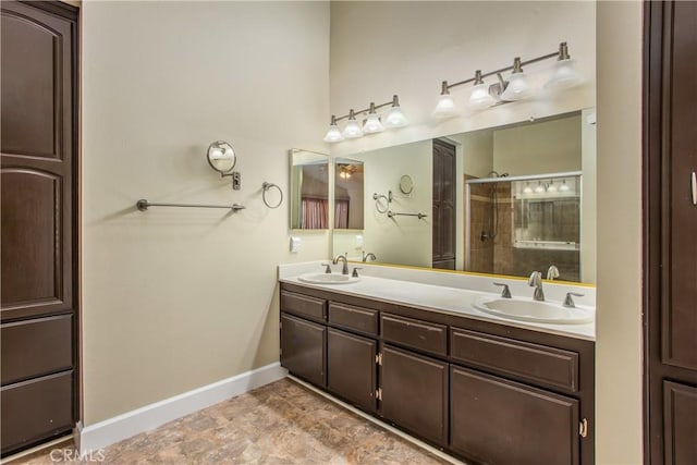769 Amber Sky St, Banning, CA 92220 - full bathroom featuring double vanity and tiled shower