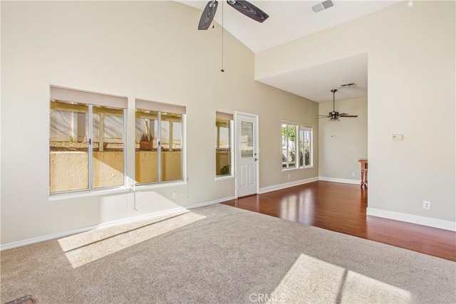 769 Amber Sky St, Banning, CA 92220 - carpeted empty room featuring a ceiling fan and vaulted ceiling