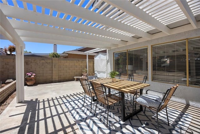 18312 Hartlund Ln, Huntington Beach, CA 92646 - view of patio / terrace featuring outdoor dining space and a pergola