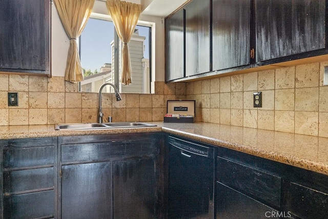 27066 Hidaway Ave Unit 6, Canyon Country, CA 91351 - kitchen with black dishwasher, tasteful backsplash, and light countertops