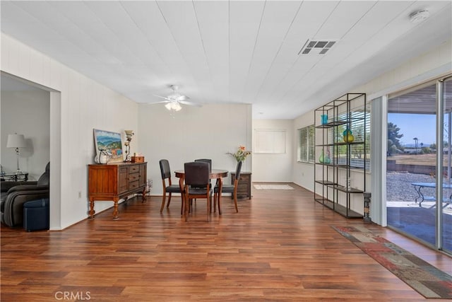 26480 Ridgemoor Rd, Menifee, CA 92586 - dining area featuring wood finished floors and a ceiling fan
