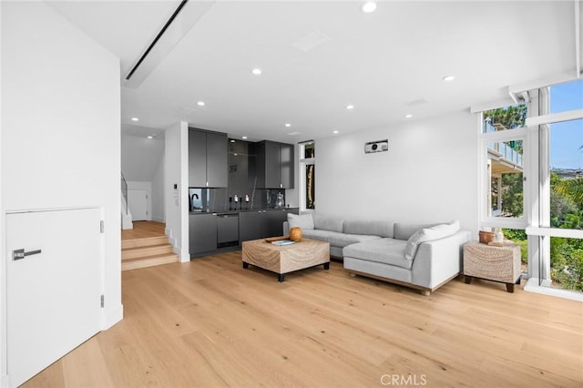 1061 Skyline Dr, Laguna Beach, CA 92651 - living room featuring light wood-type flooring and recessed lighting