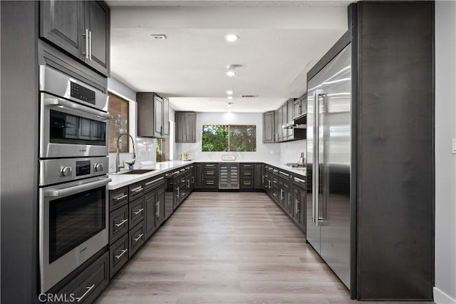 18561 Bert Rd, Riverside, CA 92508 - kitchen featuring appliances with stainless steel finishes, light wood-style flooring, light countertops, and under cabinet range hood