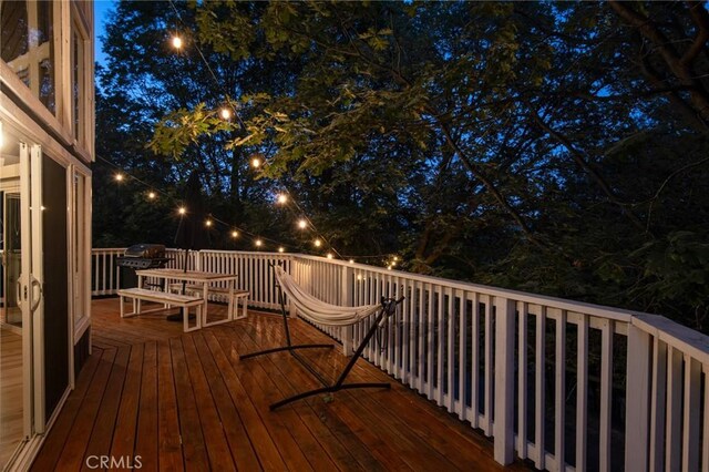 27984 St Bernard Ln, Lake Arrowhead, CA 92352 - view of deck at twilight