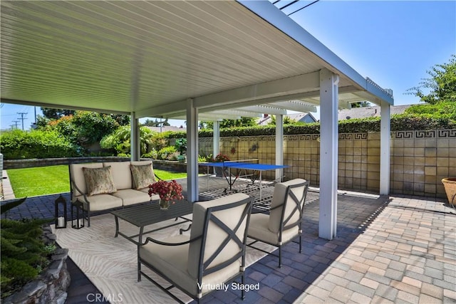 12682 Saint Mark St, Garden Grove, CA 92845 - view of patio with a trampoline and an outdoor living space
