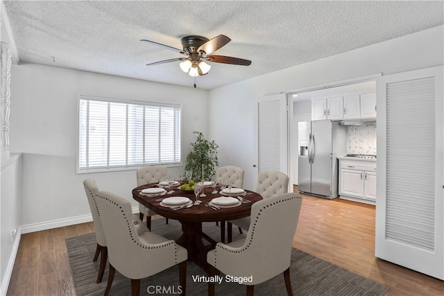12682 Saint Mark St, Garden Grove, CA 92845 - dining room with ceiling fan, a textured ceiling, and wood finished floors