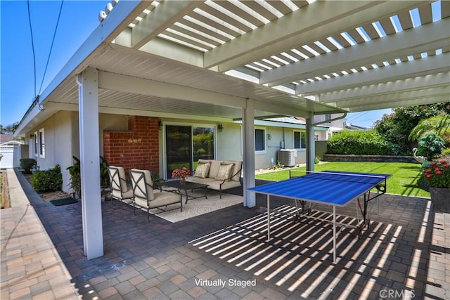 12682 Saint Mark St, Garden Grove, CA 92845 - view of patio featuring an outdoor living space and a pergola