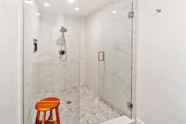 32423 Womsi Rd, Pauma Valley, CA 92061 - full bathroom featuring a stall shower and recessed lighting