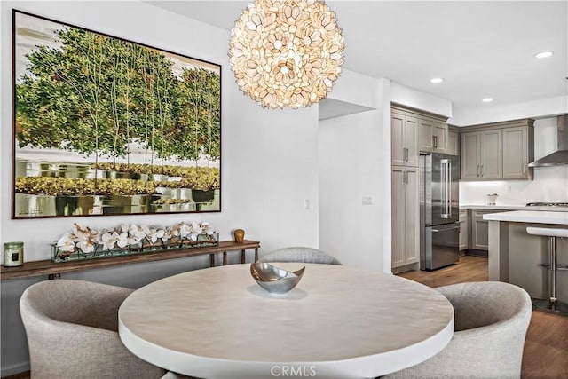 1309 Doheny Way, Dana Point, CA 92629 - dining area featuring dark wood finished floors and recessed lighting