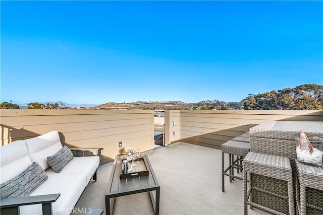 1309 Doheny Way, Dana Point, CA 92629 - view of patio / terrace with outdoor lounge area and a mountain view