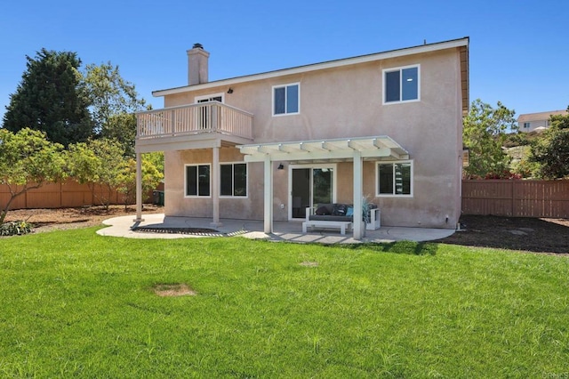 5471 Papagallo Dr, Oceanside, CA 92057 - back of house with a pergola, stucco siding, and a fenced backyard