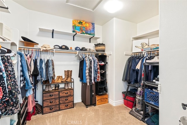 31735 Mesa View Dr, Menifee, CA 92584 - walk in closet with carpet flooring and attic access