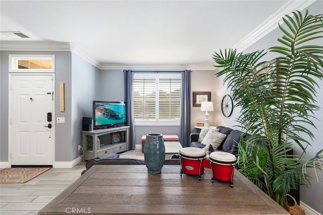 31735 Mesa View Dr, Menifee, CA 92584 - living room with crown molding and wood finished floors