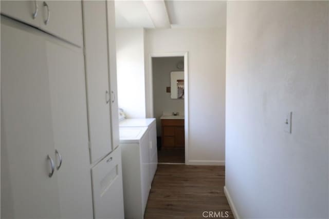 1004 Paloma St, Bakersfield, CA 93304 - washroom with washer and dryer and wood finished floors