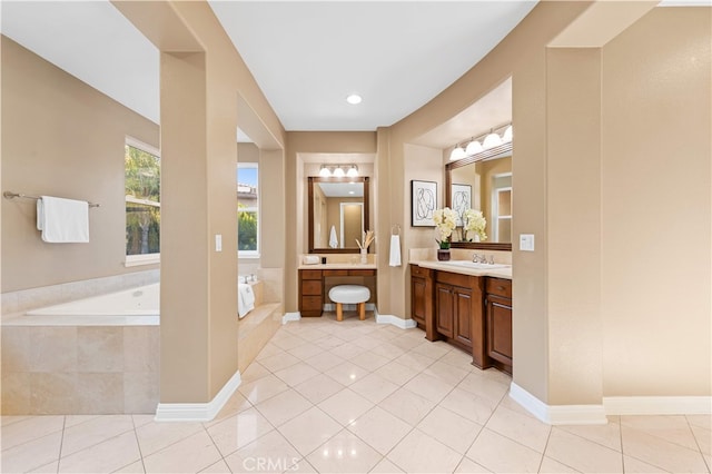 27684 Manor Hill Rd, Laguna Niguel, CA 92677 - full bath featuring a bath, vanity, and tile patterned flooring
