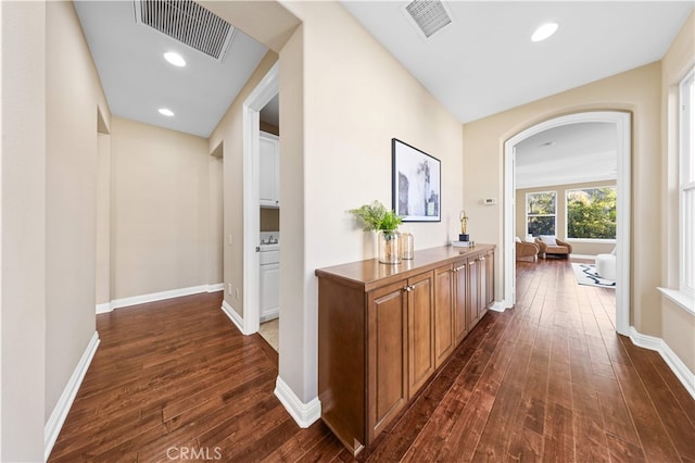 27684 Manor Hill Rd, Laguna Niguel, CA 92677 - corridor featuring dark wood-style flooring and baseboards