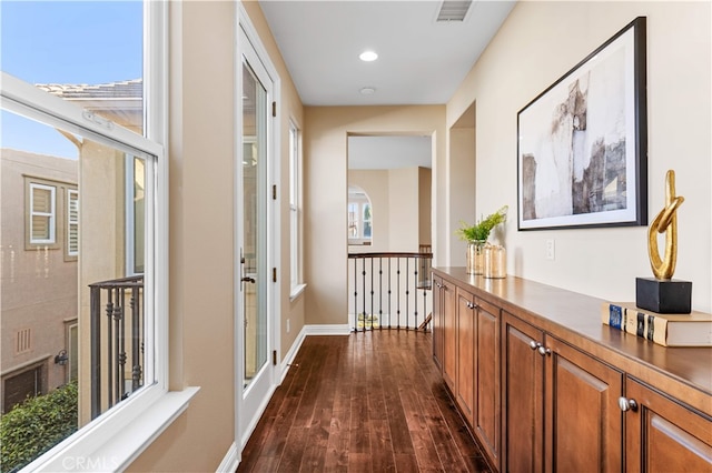 27684 Manor Hill Rd, Laguna Niguel, CA 92677 - hallway with dark wood finished floors and recessed lighting