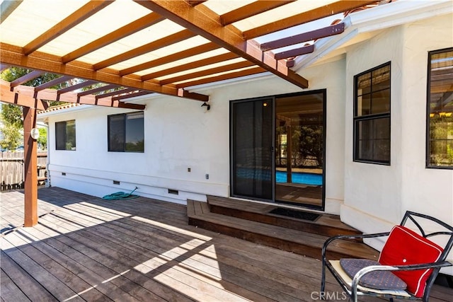 2911 Gilead Ln, Paso Robles, CA 93446 - wooden deck featuring a pergola and entry steps