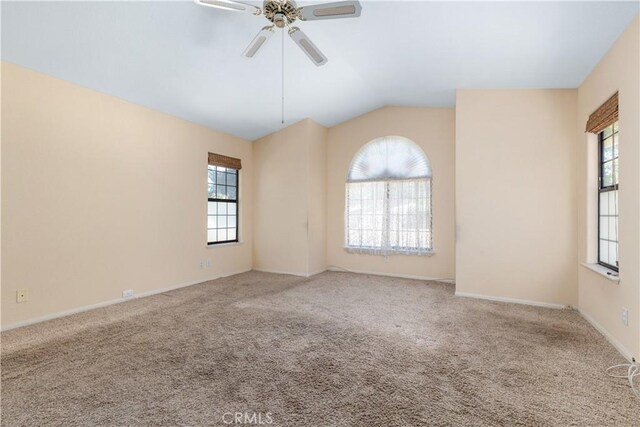 2911 Gilead Ln, Paso Robles, CA 93446 - carpeted spare room featuring a ceiling fan and lofted ceiling