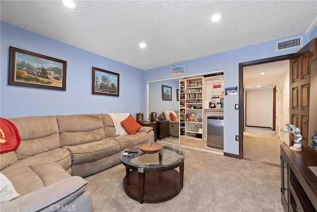 9349 Hartman Way, West Hills, CA 91304 - carpeted living room featuring recessed lighting and a textured ceiling