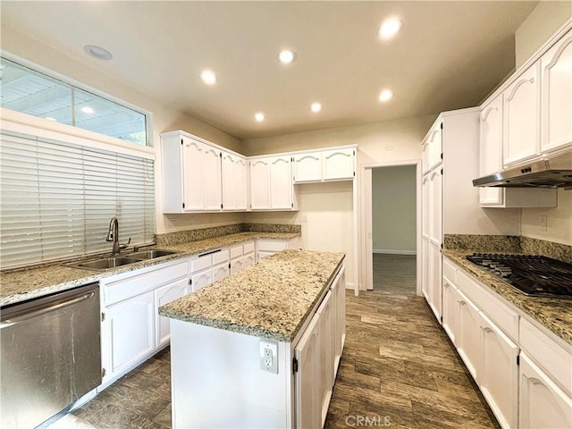 493 Hillsborough Way, Corona, CA 92879 - kitchen featuring appliances with stainless steel finishes, white cabinets, light stone countertops, and recessed lighting