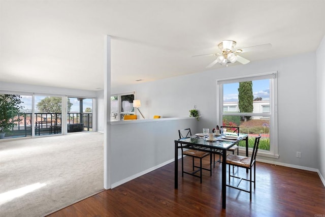 3621 Vista Campana S Unit 54, Oceanside, CA 92057 - dining room with healthy amount of natural light, wood finished floors, and a ceiling fan