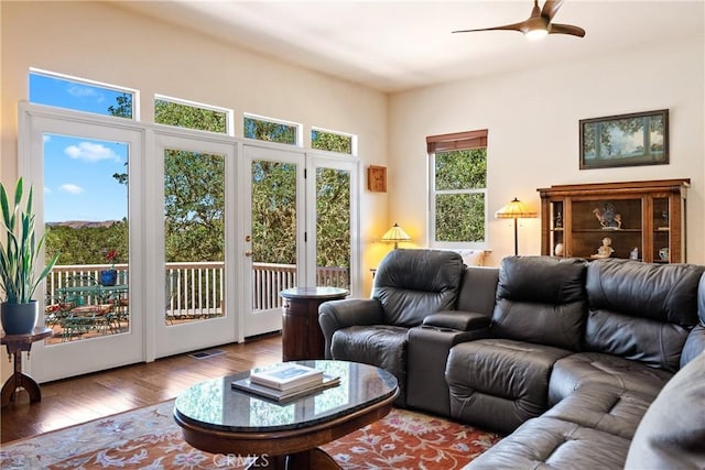 6600 San Gabriel Rd, Atascadero, CA 93422 - living room with wood finished floors and a ceiling fan