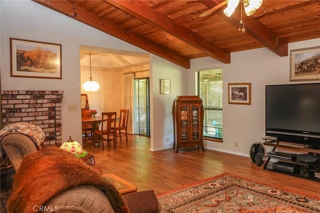 2787 Grape Way, Chico, CA 95973 - living room with wood finished floors, wooden ceiling, and a ceiling fan
