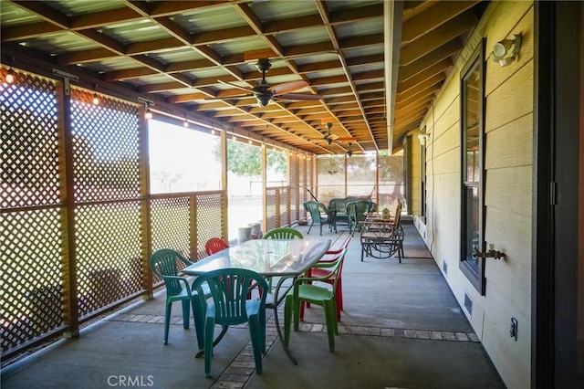 2787 Grape Way, Chico, CA 95973 - sunroom / solarium featuring outdoor dining area and ceiling fan