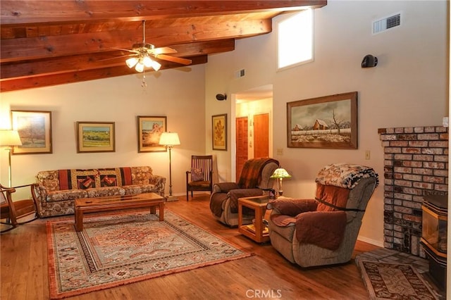 2787 Grape Way, Chico, CA 95973 - living area with ceiling fan, wood finished floors, wood ceiling, and a fireplace