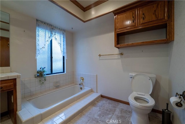 25967 Pleasant St, Hemet, CA 92544 - bathroom featuring a bath, vanity, and crown molding