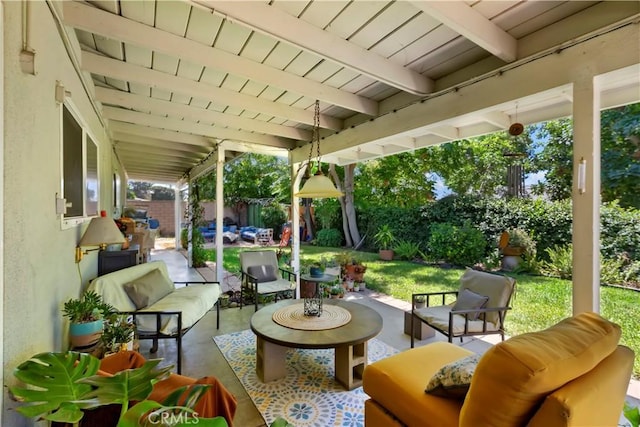 2734 Grove St, La Verne, CA 91750 - fenced backyard with outdoor lounge area and a patio