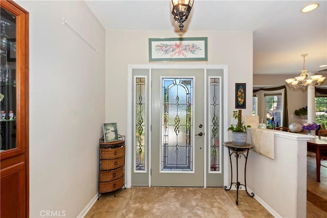 2734 Grove St, La Verne, CA 91750 - entrance foyer with a chandelier and baseboards
