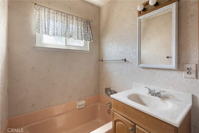 1359 W I St, Ontario, CA 91762 - bathroom featuring vanity, a tub, and wallpapered walls
