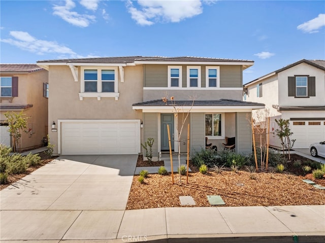 30181 Adrift Ln, Menifee, CA 92584 - traditional-style home featuring a garage, concrete driveway, and stucco siding