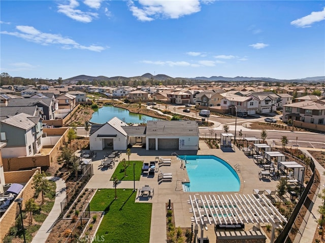 30181 Adrift Ln, Menifee, CA 92584 - aerial perspective of suburban area featuring a pool and a water and mountain view